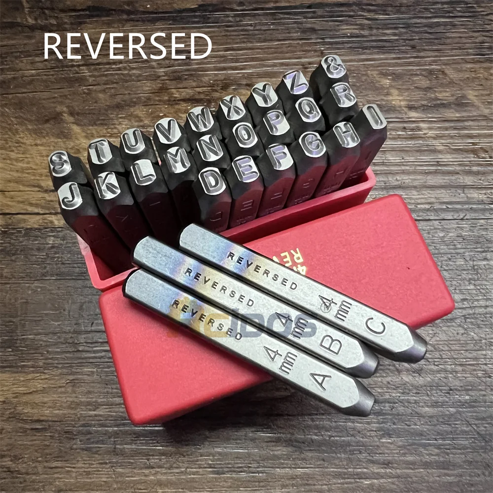 

RCIDOS YC Reversed Steel stamp 1/1.5/2/2.5/3/4 MM Reverse Letters Standard Font style punch stamps alphabets(A-Z &) 27pcs/box