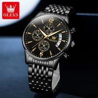 Montres pour hommes OLESV, marque officielle authentique, grand cadran, montre à quartz fine et étanche pour hommes, avec fonction chronomètre et date, en acier inoxydable, originale. 4