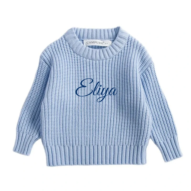 맞춤형  스웨터 가을 겨울 어린이 긴 소매 솔리드 컬러 니트 스웨터  어린이 소..