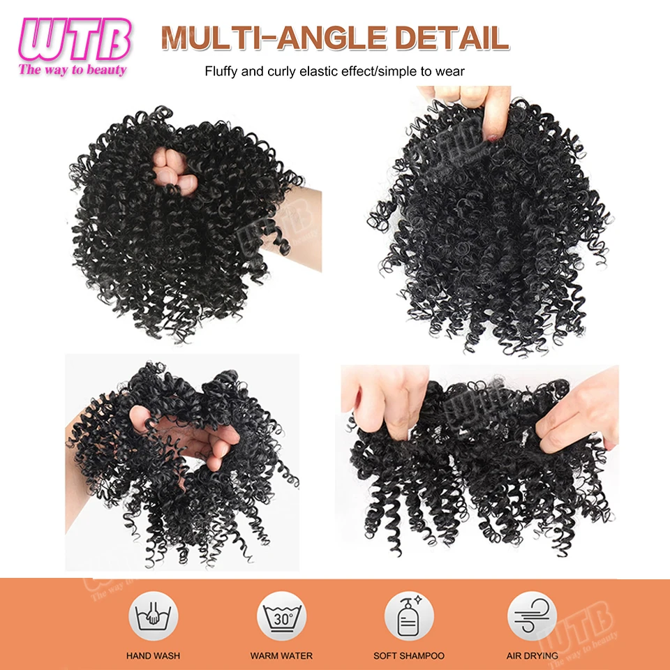 Synthetic Ponytail Short Kinky Curly Afro Chignon Synthetic Hair Natural Ponytails For Women Use - 3