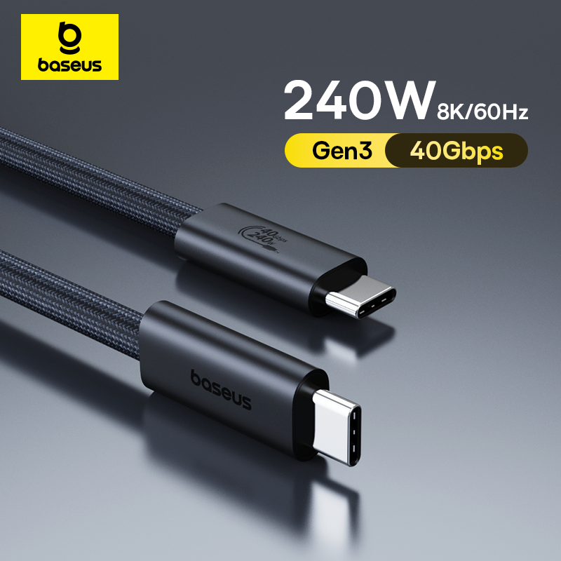 Baseus 240W USB 3.1 40Gbps USB C Cable For iPhone 15 Promax 8K/60HZ Type C to Type C Data Cable USB C Cable For MacBook
