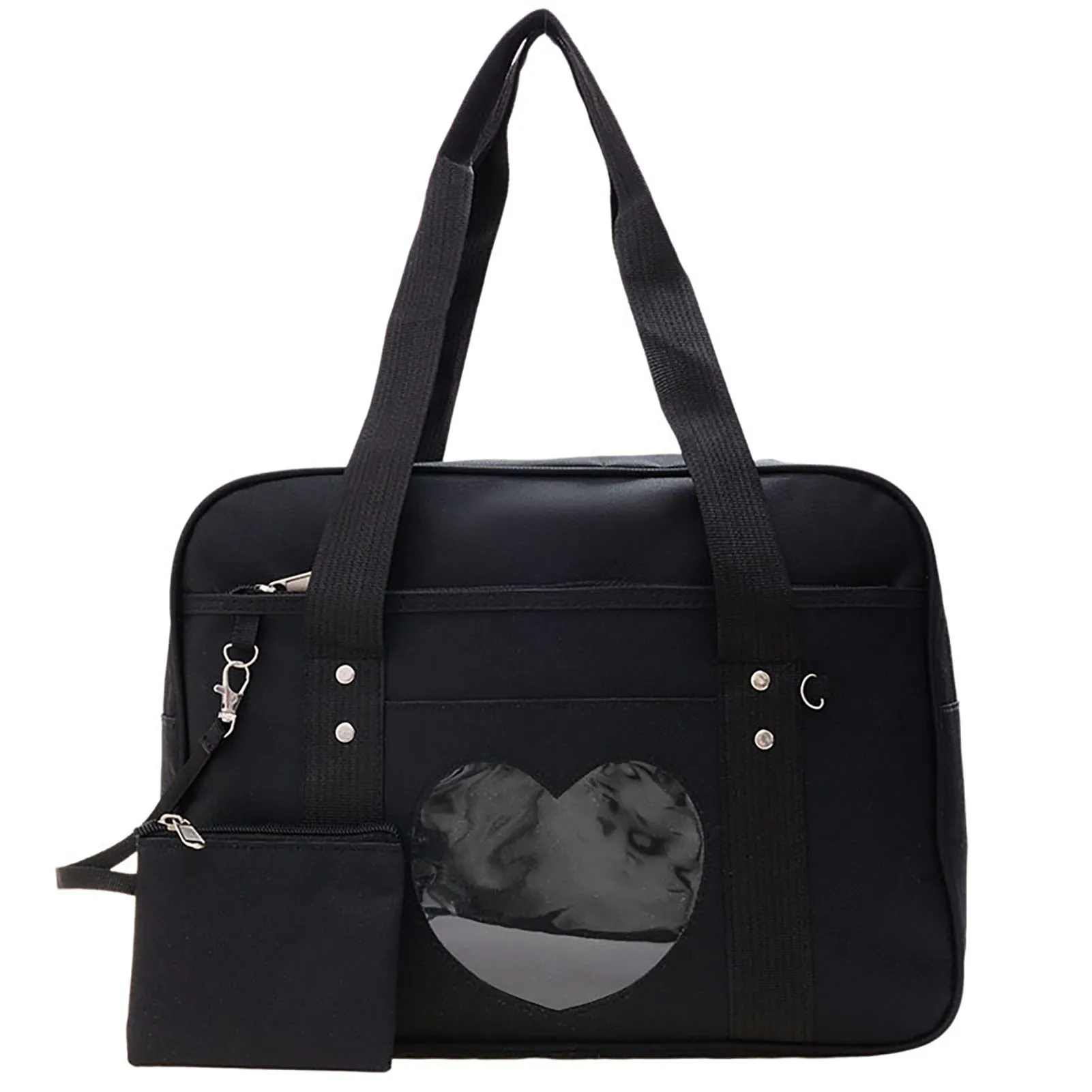 

Women Casual Tote Handbag Large Capacity Shoulder Purse with Heart Pattern for Office School Uniform