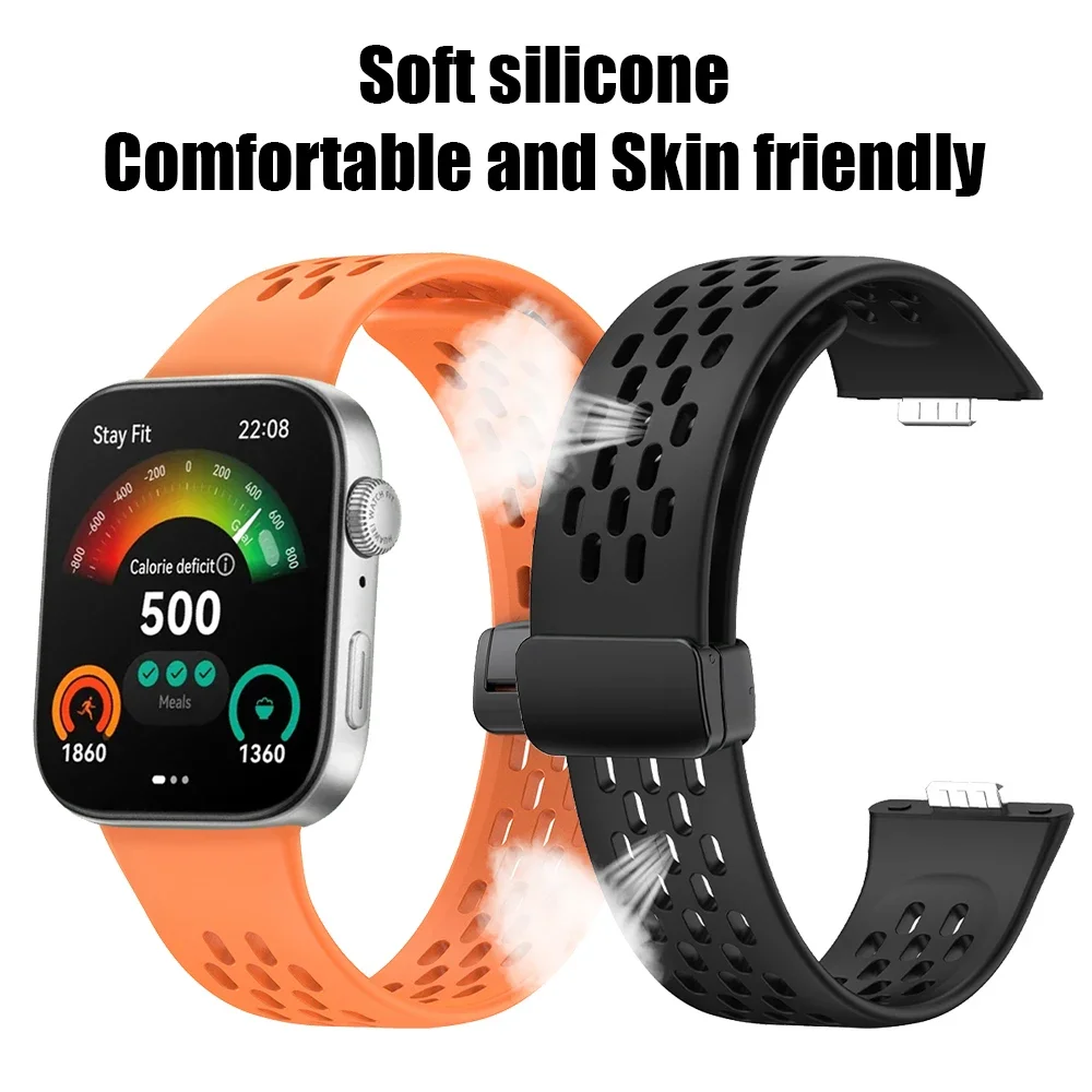 Magnetic D Folding Buckle Silicone Band For Huawei Watch Fit 3 Strap for HUAWEI Fit3 Sports Bracelet Watchband