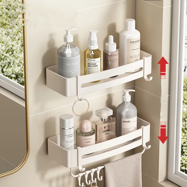 Acheter Étagères de salle de bains, étagère d'angle sans perçage, support  de rangement de douche, organisateur de toilettes, accessoires de salle de  bains