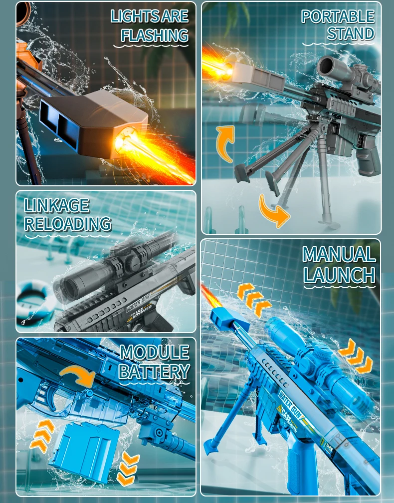 Elektrisch en handmatig waterpistool met licht en geluid_voghion.com