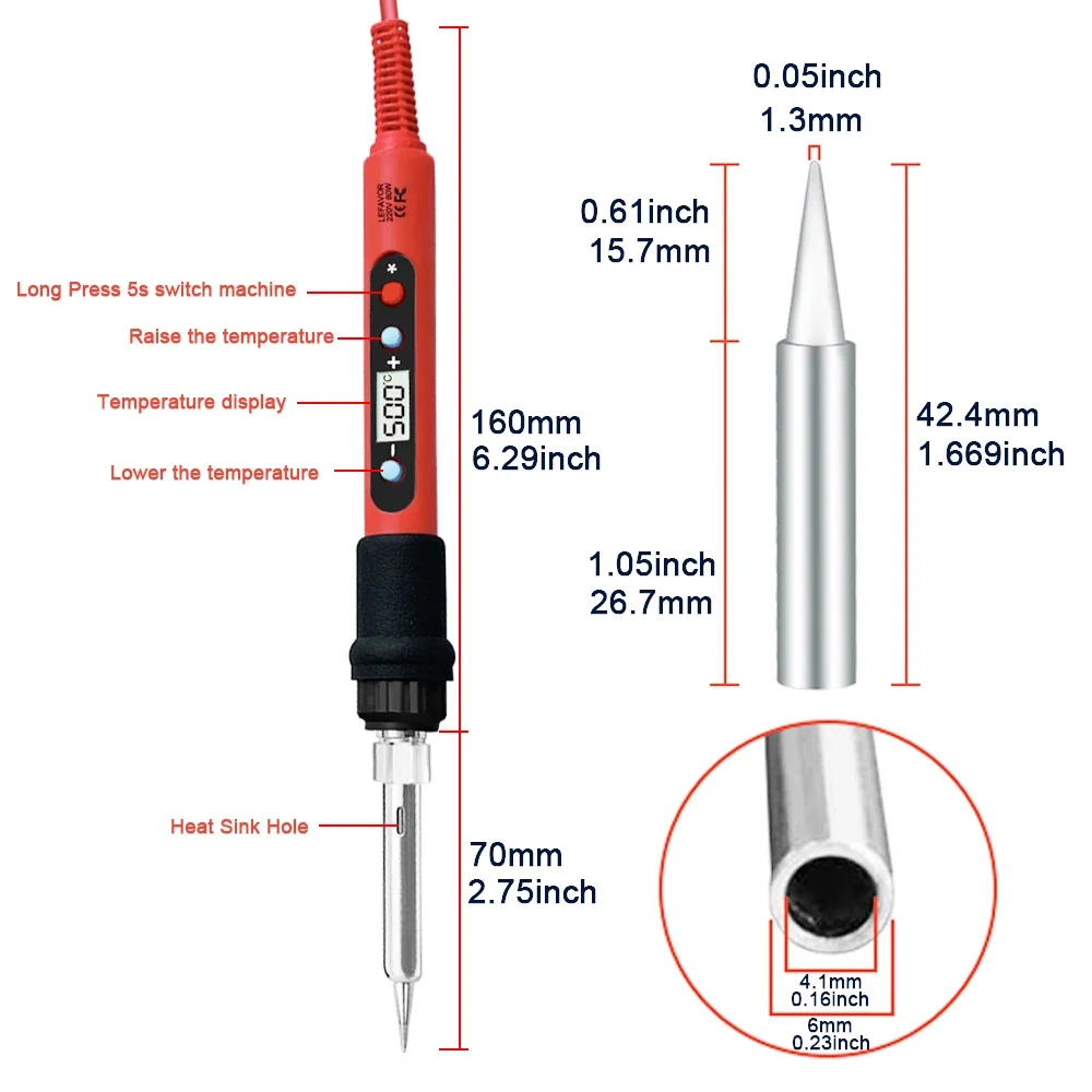 80W Soldering Iron Kit Adjustable Temperature LCD Solder Welding Tools Ceramic Heater Soldering Tips Tweezers Wire Soldering Iron Soldering Iron Kit Soldering Iron Set