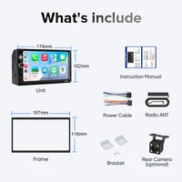 Ainavi K70 Autoradio universel 2 Din 7 pouces, écran tactile MP5, CarPlay sans fil, Android Auto, caméra arrière, MIC, USB, BT 5.0 7