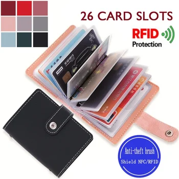 1PC Donna Uomo Pelle 26 Slot ID Porta carte di credito Custodia a portafoglio con blocco RFID Borsa da tasca 1