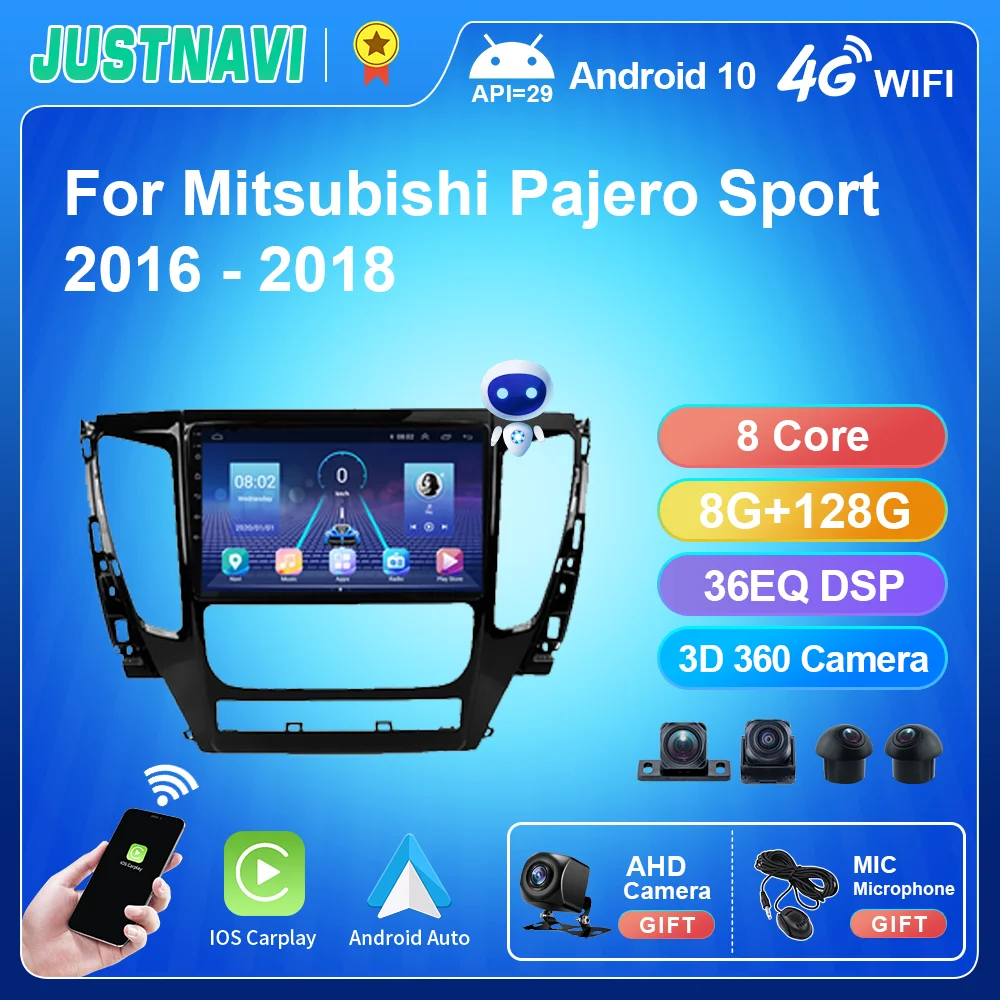 

JUSTNAVI Android 8 Core Car Multimedia Player For Mitsubishi Pajero Sport 2016-2020 Radio Video Carplay Android Auto GPS DSP RDS