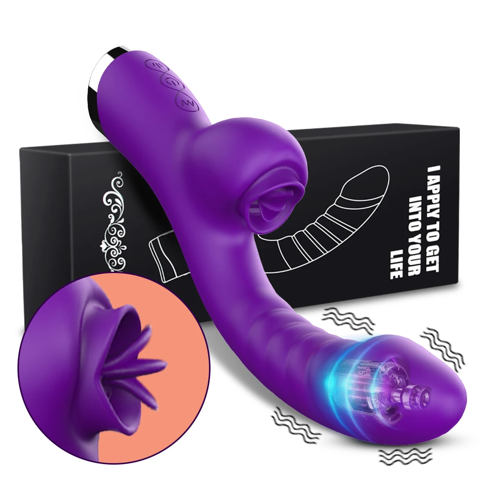 Vibrador 2 en 1 para mujer, máquina de lamer, estimulador del punto G