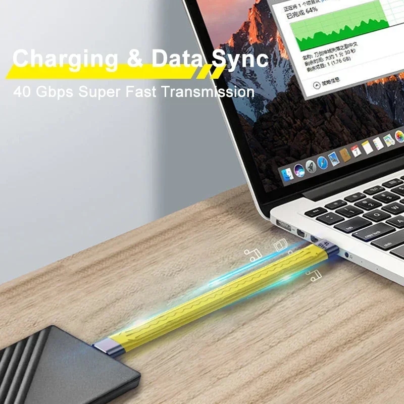 맥북용 고속 충전 어댑터 커넥터, 100W 5A USB C to C타입 케이블, USB 4.0, 썬더볼트 3, 40Gbps 데이터 케이블