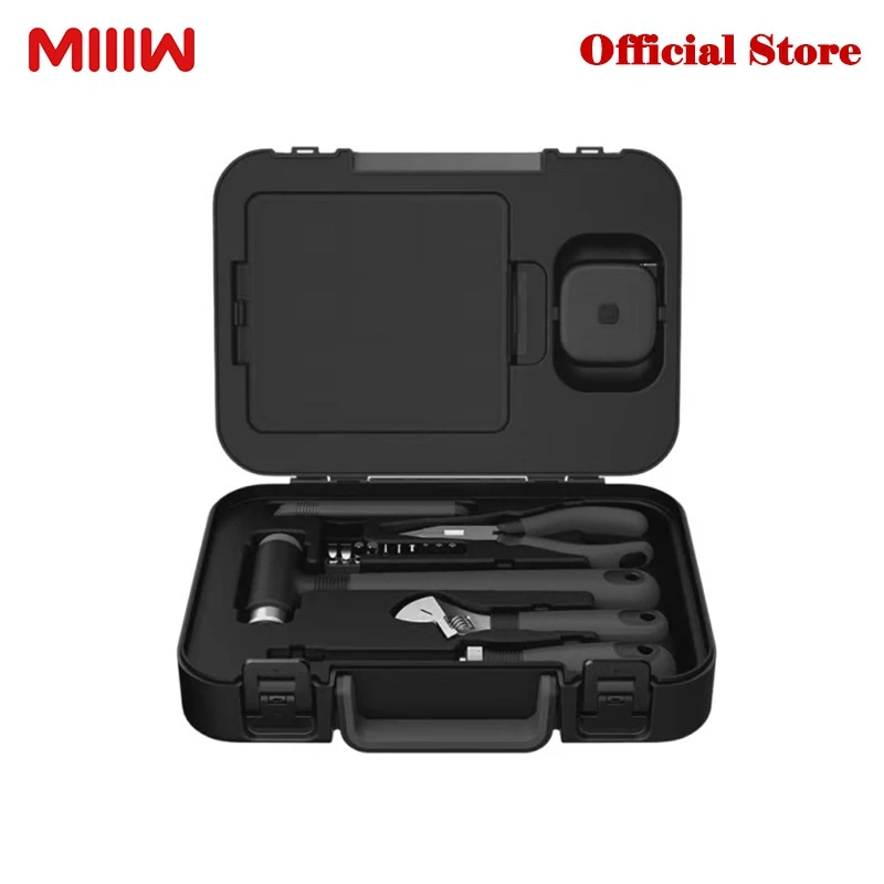 

MIIIW 16Pcs DIY Tool Kit Toolbox General Household Hand Tool with Replaceable Screwdriver Wrench Hammer Tape Plier Knife ToolBox