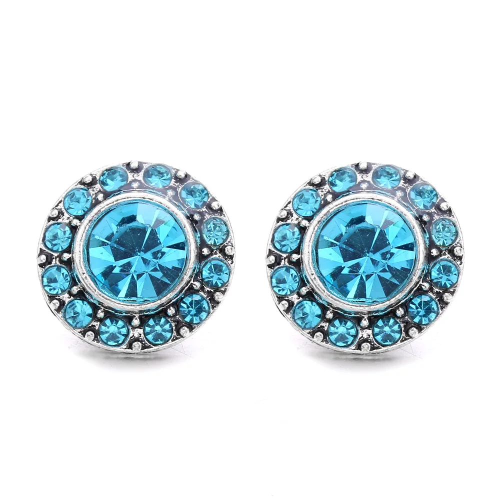 20pcs 12mm Snap Buttons Jewelry Round Metal Rhinestone Flower Mini 12mm Snap Buttons Bracelets Necklaces