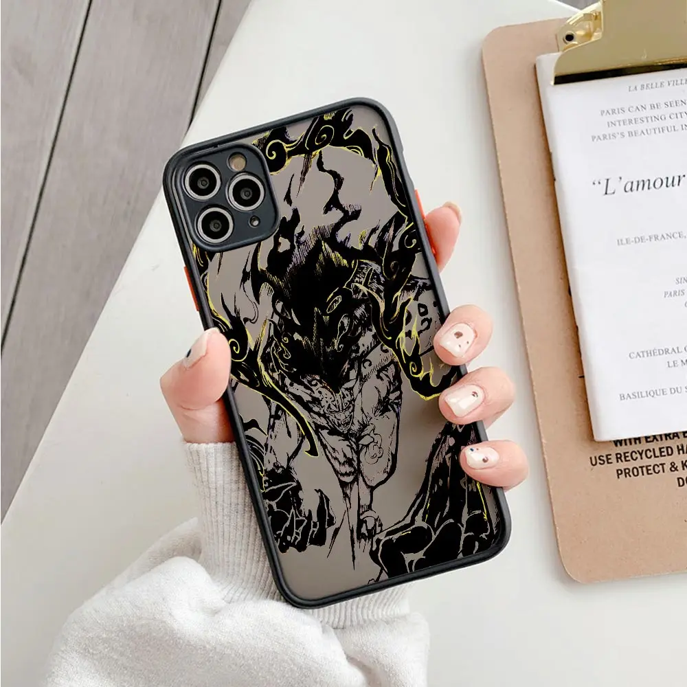 Luffys-funda mate Gear 5 Zoro para iPhone, carcasa transparente de una pieza para iPhone 16, 15, Pro Max, 13, 12, Mini, 11, 14 Plus, 15, 16 Pro Max