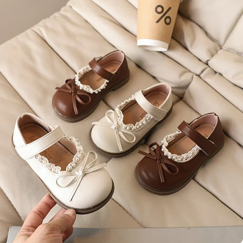 Girls Leather Kids Shoes Sweet Ruffled Edge Lolita Style