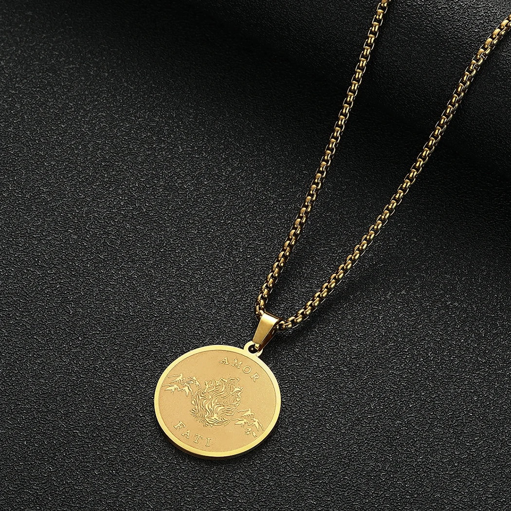 Stoïcijnse Filosofie Hanger Ketting RVS - Amor Fati En Memento Mori Medaillon Voor Dames En Heren