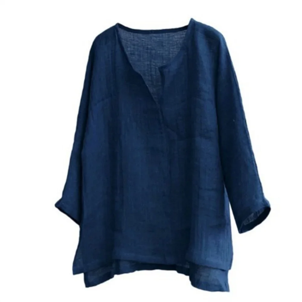 2024  New Men's Summer Spring Long Sleeve Loose Shirt Solid Color Casual Long Sleeve Cool Shirt Vn-eck Tops Size S-5XL