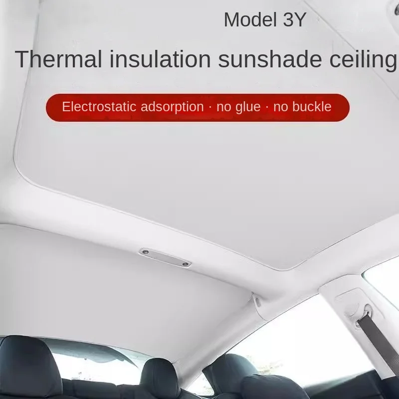 Tesla Model 3Y Sunroof Skylight Sunshade with Ice Cloth Buckle - Front and  Rear Glass Roof Sun Shade Upgrade