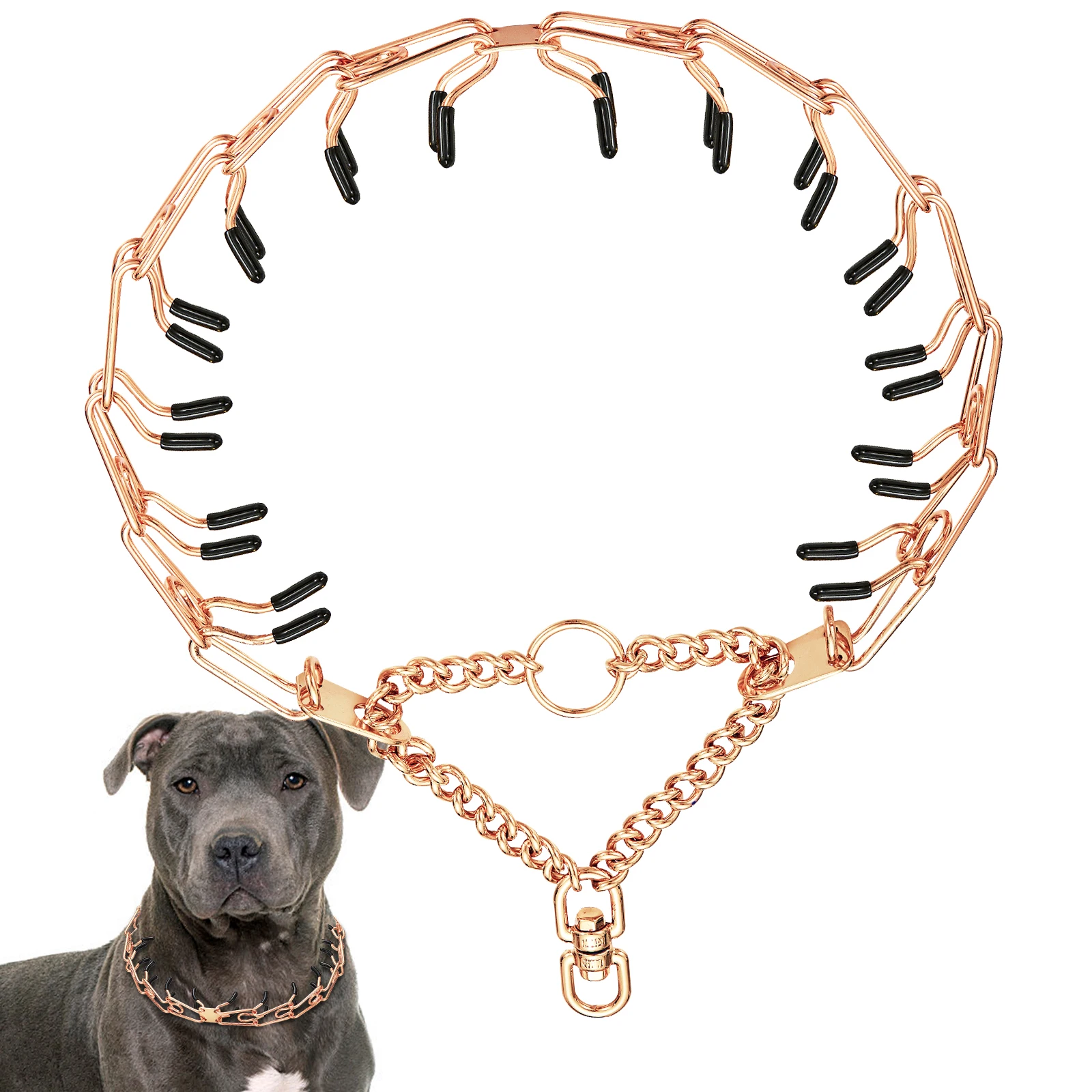 Darkyazi Stainless Steel Pinch Collar - Adjustable Dog Training Collar For Medium Large Dogs Silver