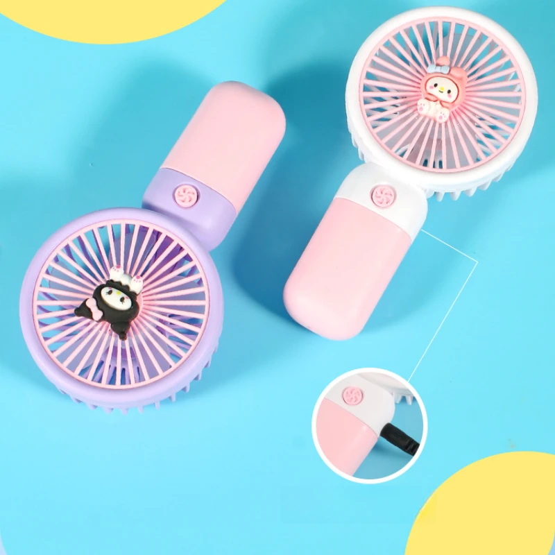 New Mini Cartoon Summer Hanging Neck To Heat Handheld Small Fan Portable Usb Charging Desktop Long Life Silent Gift 3