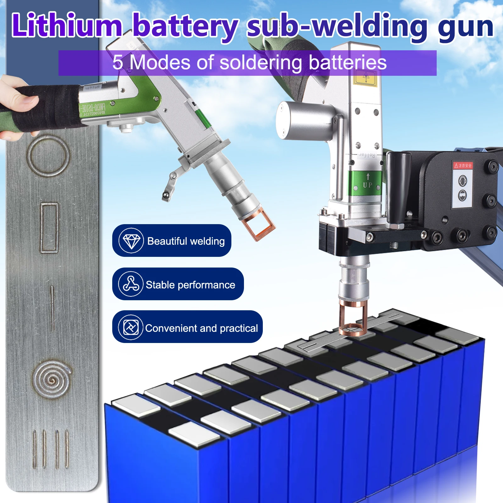 6-in-1 Laser-Batterie-Schweißgerät mit Reinigungs-, Schneid- und Schweißfunktion, Handgeführter 2000W Faserlaser-Schweißer für Alle Metalle – Detail 4