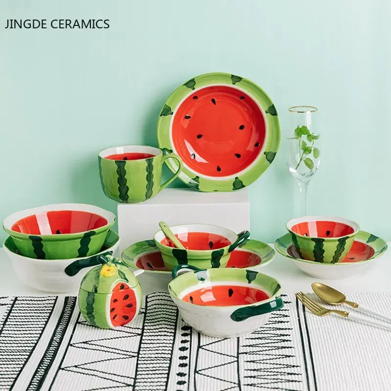 Ciotola In Ceramica Per Bambini A Forma Di Anguria - 250ml (5 Pollici) - Per Insalate, Frutta, Pasta E Dessert, Sicura In Lavastoviglie