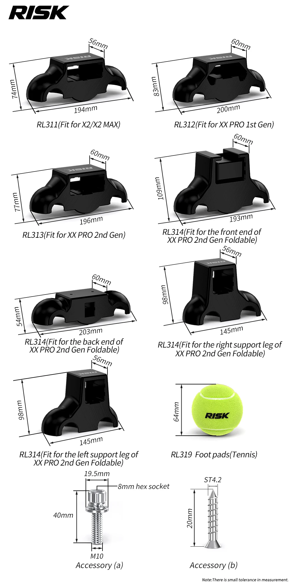 RISK Fahrrad-Smart-Trainer-Pufferfußplatten Rocker-Basisplatte Ständer Tennisballfüße für X2 / X2 MAX / XX PRO – Detail 2