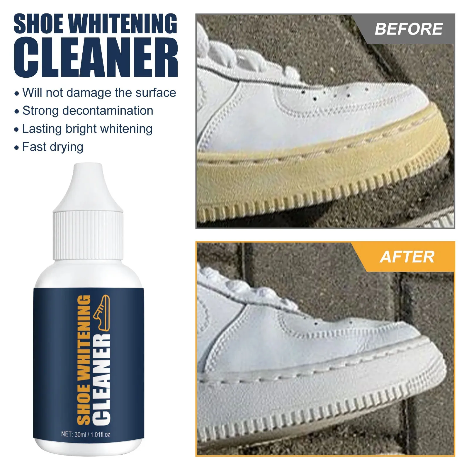 Shoe Whitening Cleanser Deep Cleaning Brightening Remove Yellow Stains Maintenance of Sports Shoe Edge Decontamination Cleaner 6