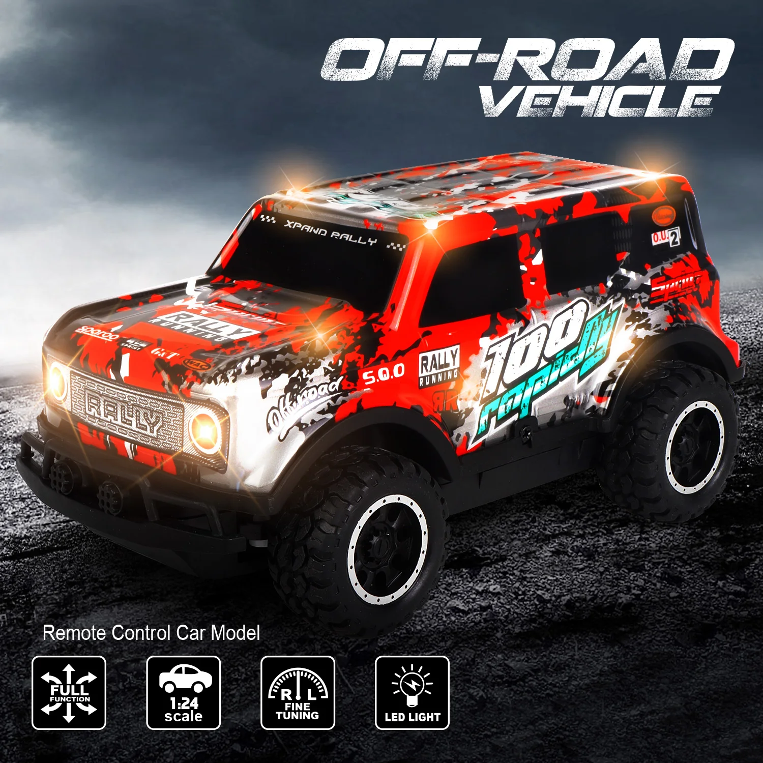 LED Illuminated Off-Road Jeep Remote Control Car Small Proportion Non Charged Children's Toy Car 2