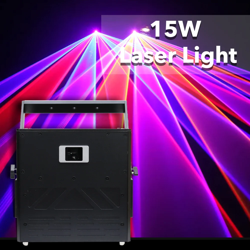 

Dj Laser Stage Effect Lights High Power 15W ILDA RGB Laser Light Animation Beam Scanner Stage Laser Projector Party Laser Light