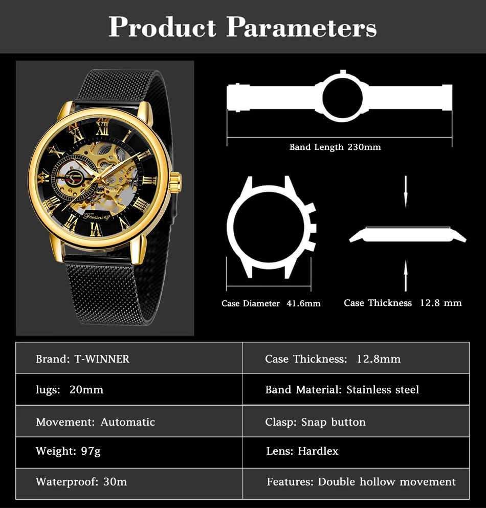 Luxury Brand Retro Fashion Design Skeleton Sport Hand Wind 