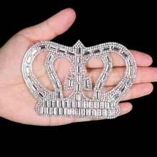 

Classic design CROWN style patches shiny crystal rhinestone hotfix iron-on patch for handmade DIY clothes decoration accessory