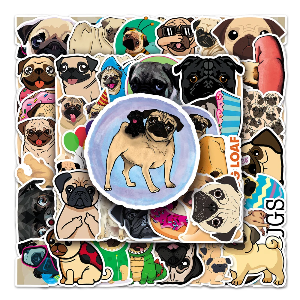 

10/30/50PCS New DIY Pug Dog Animal Cartoon Personality Creative Luggage Table Car Chair Decoration Waterproof Sticker Wholesale