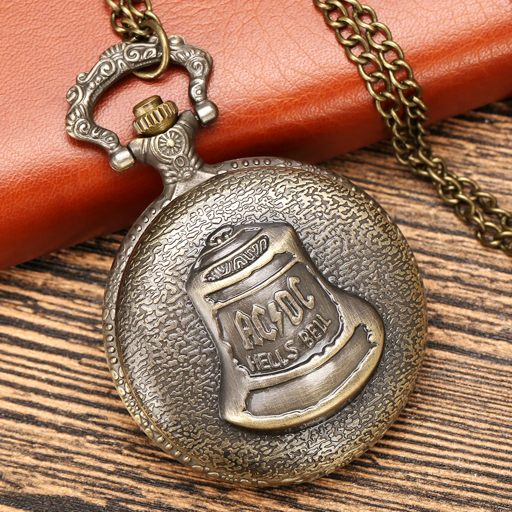 

Antique Bronze Hells Bell Pattern Quartz Pocket Watch with Retro Pendant Jewelry Chain Watches Men Women Clock Gift Souvenirs