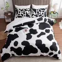 Cow Print Duvet Cover Twin Size, 3 Pieces Cow Bedding Set with 2 Pillowcases, Black and White Comforter Cover Bedroom Decor 1