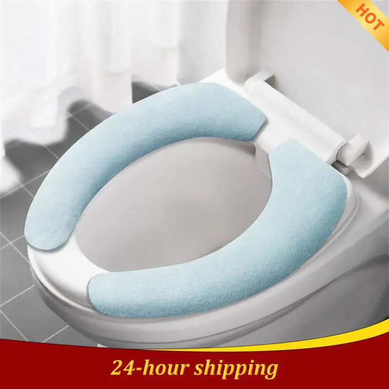 Reusable Warm Flannel Toilet Sticker Toilet Seat Covers Washable Seat Filling Bathroom Mat Cover toilet seat cover