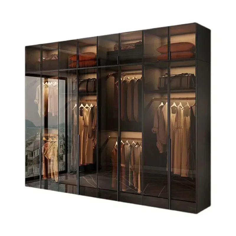 

Women Modern Wardrobe Drawers Modern Hanger Rail Wardrobe Glass Simple Space Saver Items European Armario Bedroom Furniture