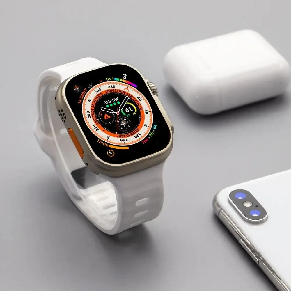 애플 워치 밴드용 TPU 케이스 및 실리콘 스트랩, 울트라 2 49mm 스포츠 밴드, 아이워치 시리즈 9 8 7 6 SE 5 4 45mm 44 40mm 41mm 42 38mm