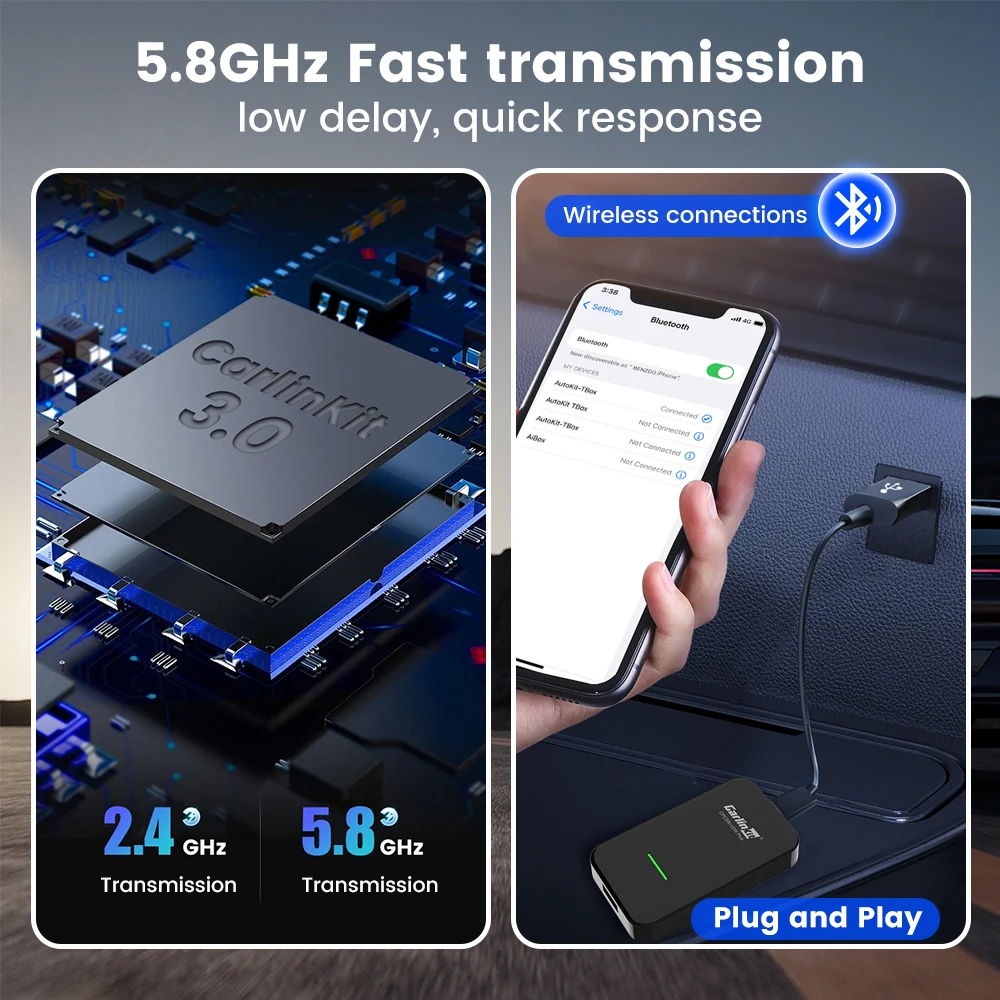 Carlinkit 3.0ワイヤレスcarplayカーアダプターcarplay dongelアウディ