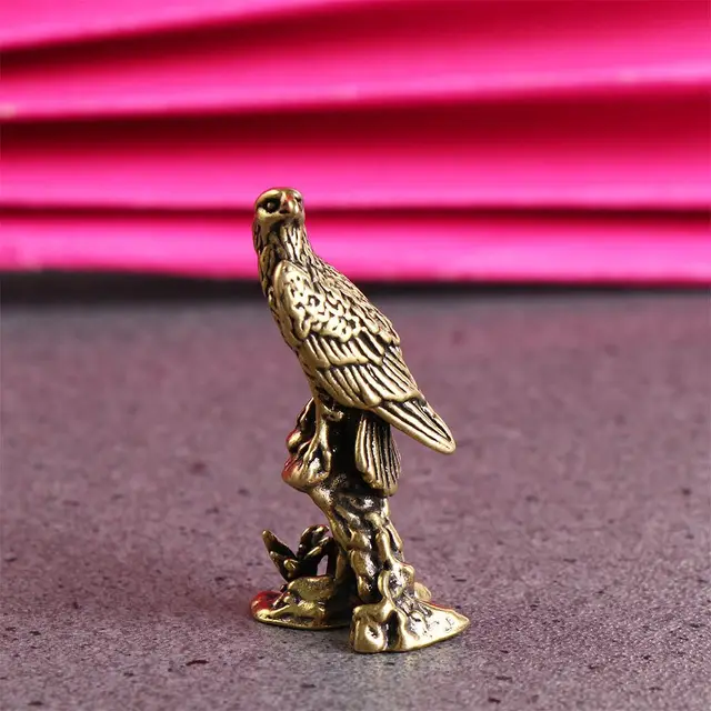Mini figurine d'aigle en laiton pur de style chinois, ornements Feng Shui, artisanat en résine, sculpture l'inventaire, décoration de la maison créative 3
