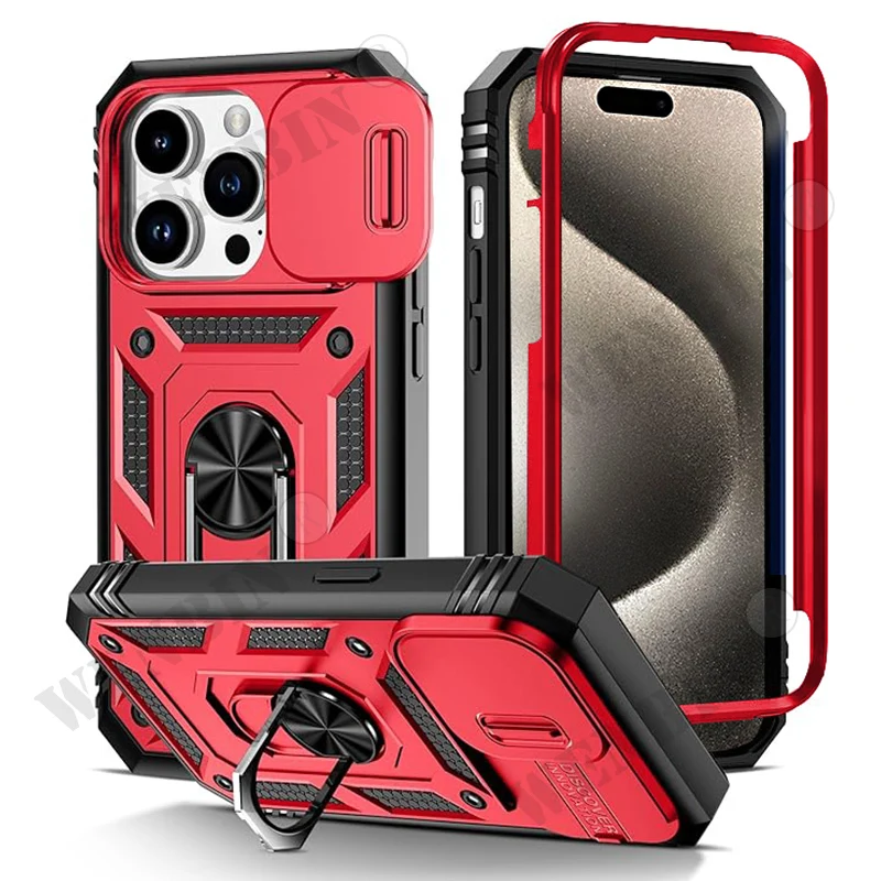 thumbnail image 1 of Case For iPhone 15 14 13 12 11 Pro Max Plus Mini XS XR X 8 7 Plus 8 7 SE Heavy Duty with Camera 360 Degree Kickstand Cover, 1 of 5