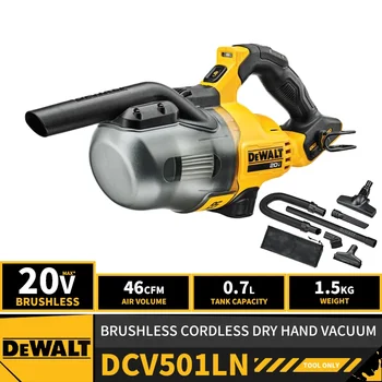 DeWalt 브러시리스 무선 드라이 핸드 진공, 20V 리튬 전동 공구, DCV501LN