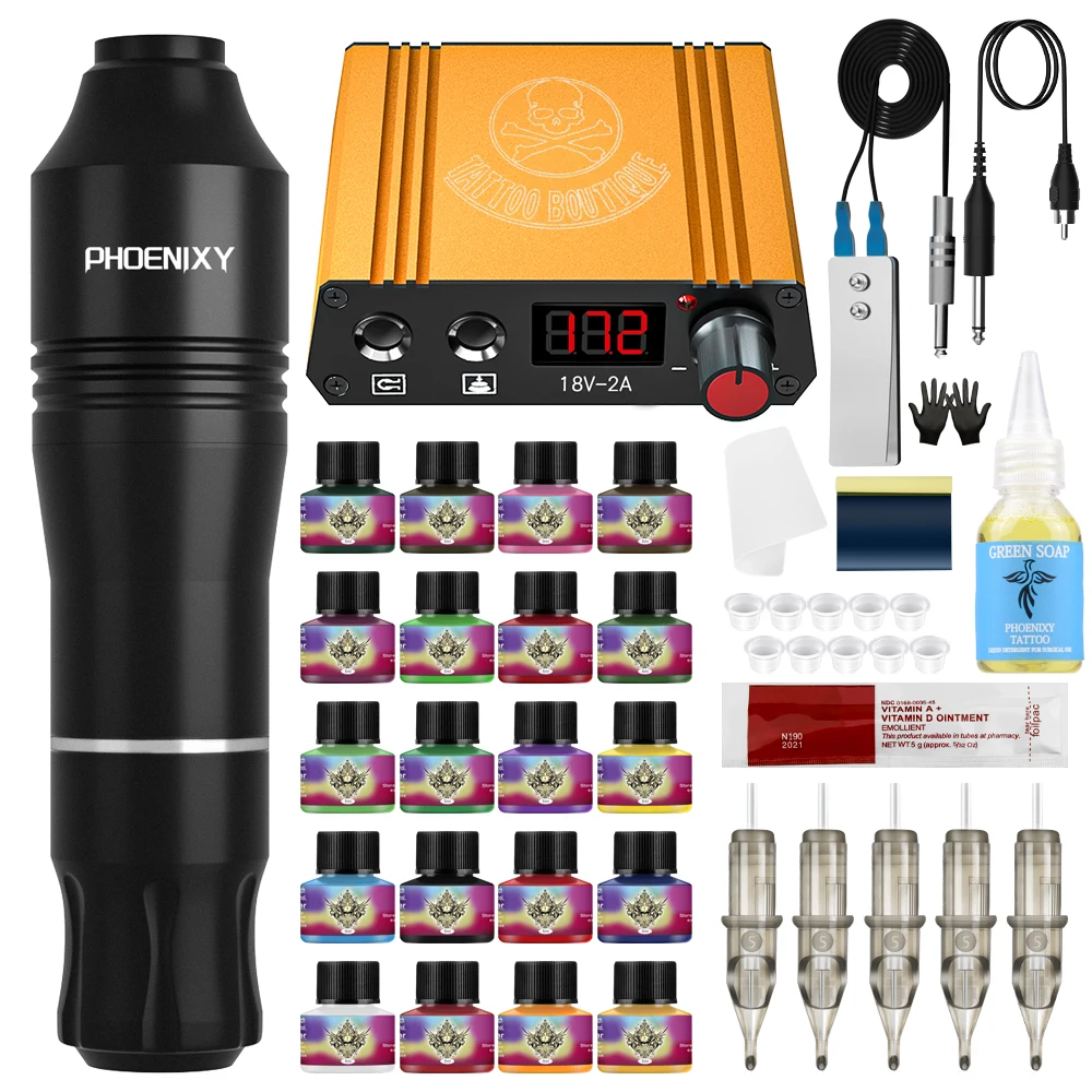 Professional Tattoo Pen Kit Rotary Machine Set Power Supplies Permanent Ink Pigment Body Art Makeup Complete |