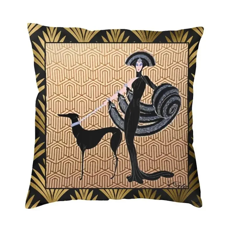

Art Deco Erte Greyhound cushion cover 55 X55 cm Vift sighthund dog throw pillow case sofa in living room decoration
