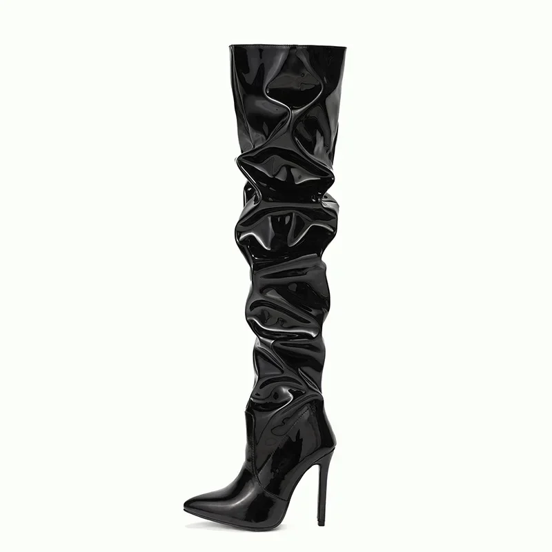 Women High Heel Boots Over-the-knee Boots Fashion Pointed Toe Side Zipper Thin High Heels