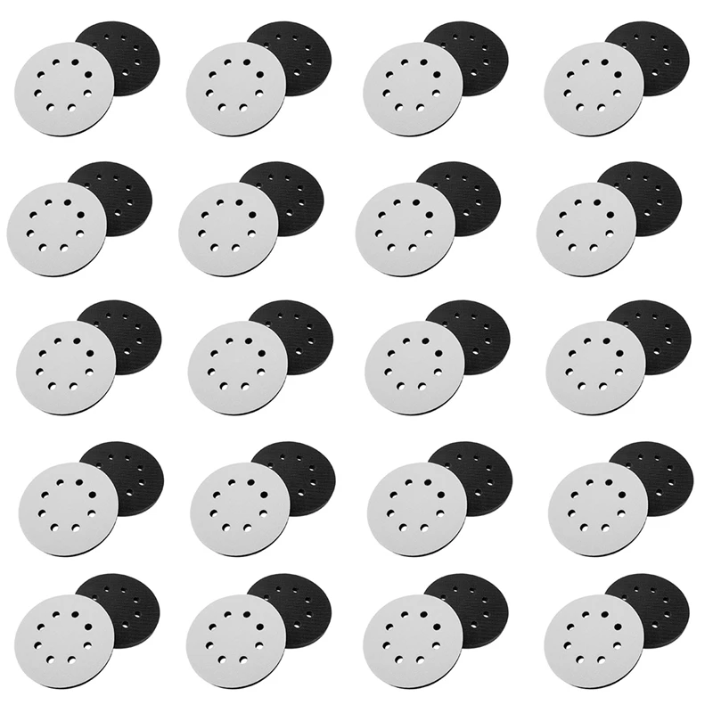 

40PCS 5 Inch(125Mm) 8-Hole Soft Sponge Interface Pad For Sanding Pads And Hook And Loop Sanding Discs