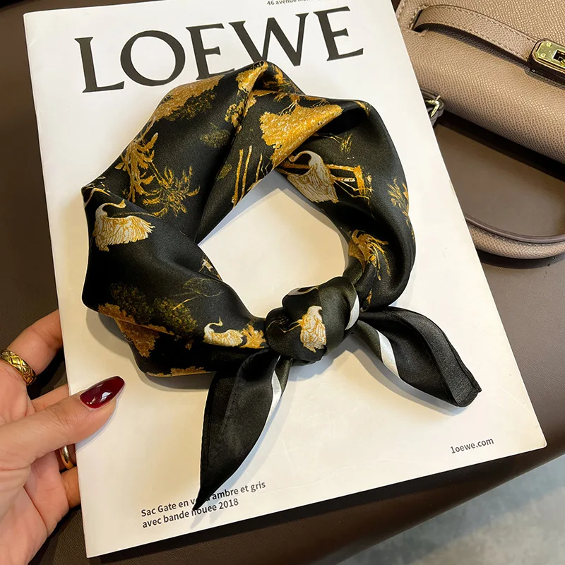 

Женский квадратный шарф из 100% чистого шелка, дизайнерские повязки для волос с принтом, шейный платок, женский платок, бандана, шали, весна 2023