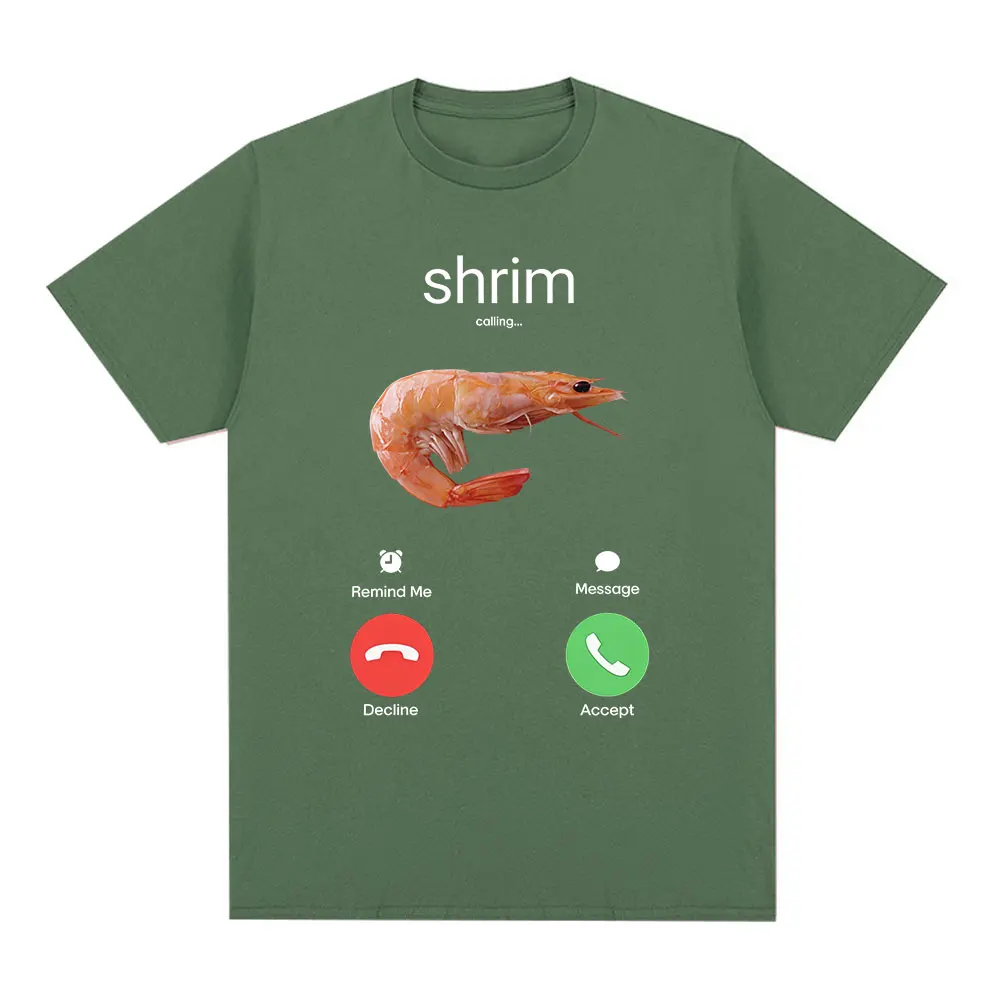 Shrim Is Calling Funny Shrimp Meme Graphic Tee - Unisex Harajuku Fashion Cotton Top