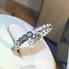 Huitan Exquisite Round CZ Promise Rings for Women Silver Color Fashion Contracted Wedding Bands Accessories Versatile Jewelry