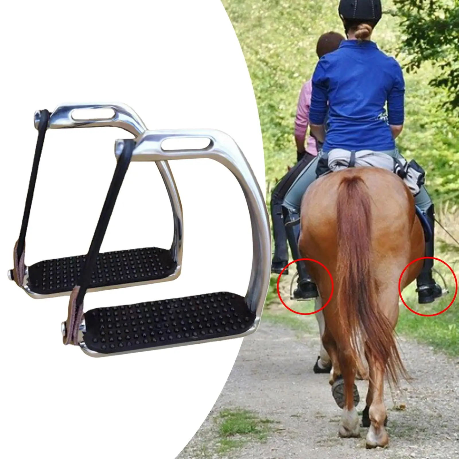 2x Rubber Pad Horse Pedal Training Tool Durable Heavy Duty Lightweight Horse Riding Stirrups for Racing Kids Accessories Adults